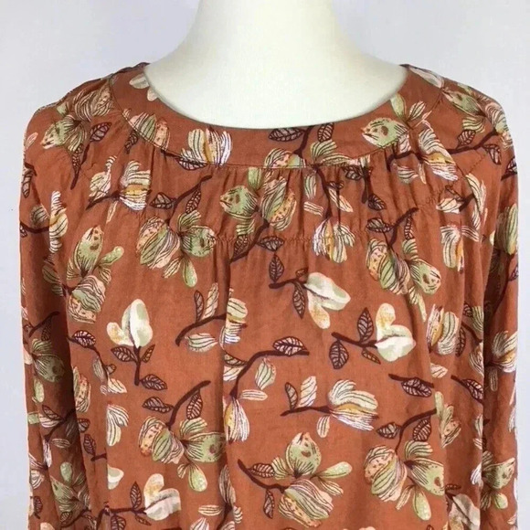 Women's Zanzea Top Blouse XL Brown Floral Hippie Boho Cottagecore Pullover - Picture 5 of 7